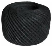 Веревка джутовая, джутовый шпагат для рукоделия (вязания, макраме) и декора цветной черный 2 мм, 1 клубок - 25 м, 100% джут, шнур