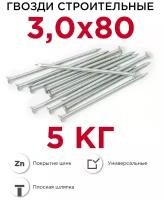 Гвозди Профикреп строительные оцинкованные 3,0 x 80 мм, 5 кг