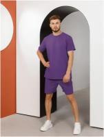 Мужской спортивный костюм с шортами фиолетовый 58-60