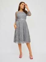 Платье женское BrandStoff, вечернее, праздничное, кружевное, нарядное, серый, 48