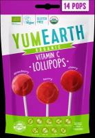 Органические Леденцы YumEarth Organic Vitamin С Lollipops, на палочке, без глютена и без аллергенов, только натуральные ингредиенты, веган, Ассорти, 14 леденцов
