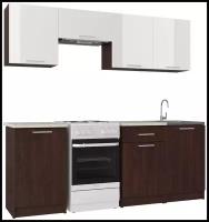 Кухонный гарнитур НК Мебель Адель 2.1 м венге / белый глянец 210х60х205.3 см