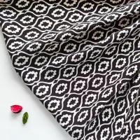 Ткань плательная вискоза Валенсия, штапель для шитья платья, юбки, рубашки, черного цвета, восточный орнамент, 1 м х 145 см