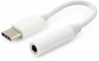 Переходник/адаптер Cablexpert USB Type-C - plug to stereo mini jack 3.5 mm (CCA-UC3.5F-01), 0.15 м, белый