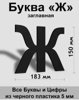 Заглавная буква Ж черный пластик шрифт Arial 150 мм, вывеска, Indoor-ad