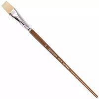 Кисть BRAUBERG Classic щетина плоская, длинная ручка, №20, 1 шт., пакет, коричневый