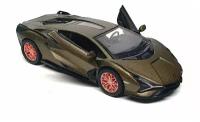 Машинка игрушечная Lamborghini Sian инерционный механизм, двери открываются вверх / 13 см Хаки