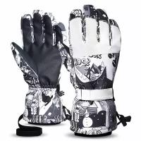 Зимние водоотталкивающие ветрозащитные перчатки для сенсорного экрана - черно-белые - S