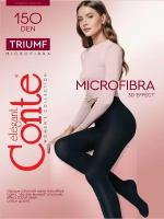 Колготки женские с двухслойным плетением из микрофибры и LYCRA® Conte Triumf 150 den, размер 6=XXL со вставкой сзади (два шва), цвет Nero=Чёрный