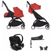 YOYO2 BABYZEN Коляска 4 в 1 с люлькой Newborn Pack, Red,Черная рама