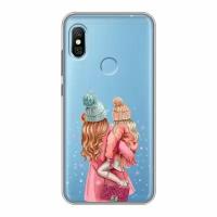 Полупрозрачный дизайнерский силиконовый чехол для Сяоми Редми 6 Про / Xiaomi RedMi 6 Pro Мама и дочь