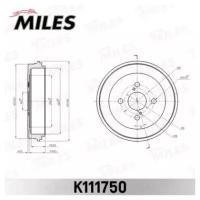 MILES K111750 Барабан тормозной MILES K111750 TOYOTA YARIS 99-05 пр-во Япония