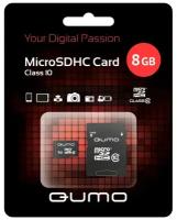 Qumo Карта памяти 8ГБ Qumo QM8GMICSDHC10 microSD UHS-I Class10 + адаптер