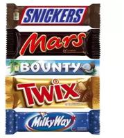 Ассорти шоколадных батончиков: Snikers + Mars + Bounty + Twix + Milky Way, 1 набор
