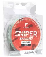 Шнур плетеный Salmo Sniper BRAID X4, диаметр 0.2 мм, тест 9.98 кг, 91 м, зелёный 7593326