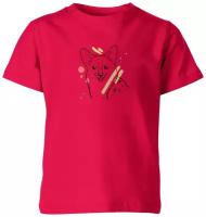 Детская футболка «Милый корги в абстрактных пятнах» (140, красный)