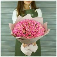 Букет из 101 розы - розовый фламинго 40 СМ