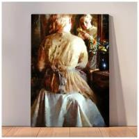 Картина Женщина у зеркала Вейстлинг на холсте на деревянном подрамнике с настенным креплением