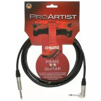 KLOTZ PRON030PR Pro Artist Готовый инструментальный кабель, длина 3 м, разъемы Neutrik Mono Jack (прямой-угловой)
