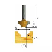 9291 Фреза пазовая фасонная (Ø25.4х14 мм; R 6.35 мм; хвостовик 8 мм) по дереву Энкор