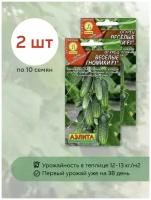 Семена огурцов для подоконника Веселые Гномики, 2 уп. по 10 шт, Аэлита, для теплиц, гибридный