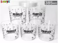 Мерная емкость пластиковая, стакан мерный для смешивания красок PROFLEX, объем 0,385л, упаковка-5шт