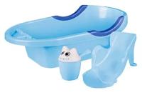 Набор для купания детский пластмассовый 3 предмета: ванна 86х44х24см, горка для купания, ковш с крышкой, голубой (Россия)