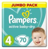 Подгузники детские Pampers Active Baby-Dry maxi / Памперсы для детей размер 4 / 9-14 кг / 70 шт