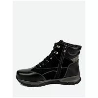 Мужские ботинки Рос-Обувь кожаные с натуральным мехом, черные, модель 777, размер 42
