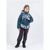 Детская демисезонная куртка на мальчика В21131 Темно-бирюзовый/принт (122)