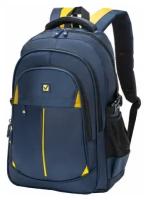 Рюкзак BRAUBERG TITANIUM универсальный, 3 отделения, синий, желтые вставки, 45х28х18 см, 270768