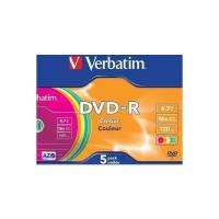 Диск DVD-R 4.7gb Verbatim 16x (5шт) slimcolor 43557