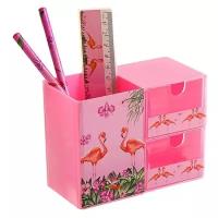 Набор настольный детский «Фламинго» (подставка + 2 карандаша + линейка + точилка + ластик + блокнот 8 листов)