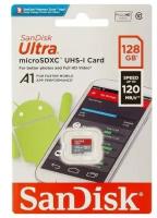 Карта памяти SanDisk Ultra 128GB micro SDXC UHS-I U1 класс 10 A1 + адаптер