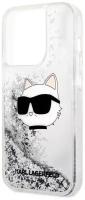 Чехол Karl Lagerfeld Liquid glitter NFT Choupette head Hard для iPhone 14 Pro Max, цвет Серебристый (KLHCP14XLNCHCS)