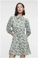 Платье-рубашка мини с поясом и воланами Befree 2321491566-15-XXS зеленый принт размер XXS