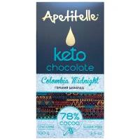 Кето шоколад Apetitelle Colombia Midnight, горький низкоуглеводный, без сахара, 78% какао, 100 г