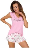 Женская хлопковая пижама с рисунком фламинго Donna Flamingo 1/2 pyjamas pink, размер 44, цвет Розовый