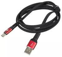 Кабель Digma USB (m)-USB Type-C (m) 1.2 м, черный/красный, плоский