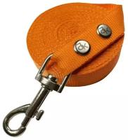 Поводок для собак нейлоновый 3 м х 20 мм оранжевый (до 35 кг) / поводок нейлоновый с карабином / поводок для прогулок и дрессировок собак