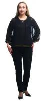 Блуза Olsi, нарядный стиль, полуприлегающий силуэт, длинный рукав, манжеты, однотонная, размер 60, черный