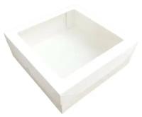 Упаковка для пирожных Белая с окошком 20x20x7 см