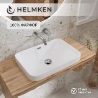 Встраиваемая раковина в ванную Helmken 44152000: умывальник из фарфора 52 см, перелив, белый цвет, гарантия 25 лет