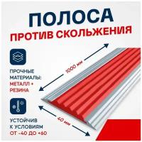 Противоскользящий алюминиевый профиль, полоса Стандарт 40мм, 1м, красный