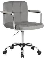 Офисное кресло для персонала TERRY LM-9400, цвет сиденья серый велюр (MJ9-75), цвет основания хромированная сталь
