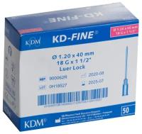 Игла инъекционная KDM KD-Fine, 40 мм x 1.2 мм, размер: 18G, 50 шт