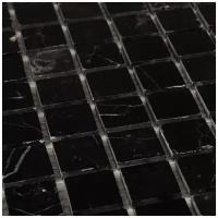 Мозаика из натурального мрамора Nero Marquina DAO-605-23-4. Глянцевая. Размер 300х300мм. Толщина 4мм. Цвет черный. 1 лист. Площадь 0.09м2