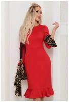 Платье красное с леопардовой отделкой Look Russian (10481, красный, размер: 46)