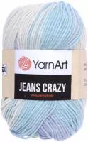 Пряжа YarnArt Jeans CRAZY экрю-голубой-сиреневый-мятный батик (8208), 55%хлопок/45%акрил, 160м, 50г, 1шт