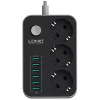 Cетевой фильтр (удлинитель) Ldnio Power Socket 3 розетки 6 USB SE3631